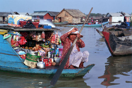 Vietnamese Merchant, Chong Kneas Village, Tonle Sap Lake, Cambod